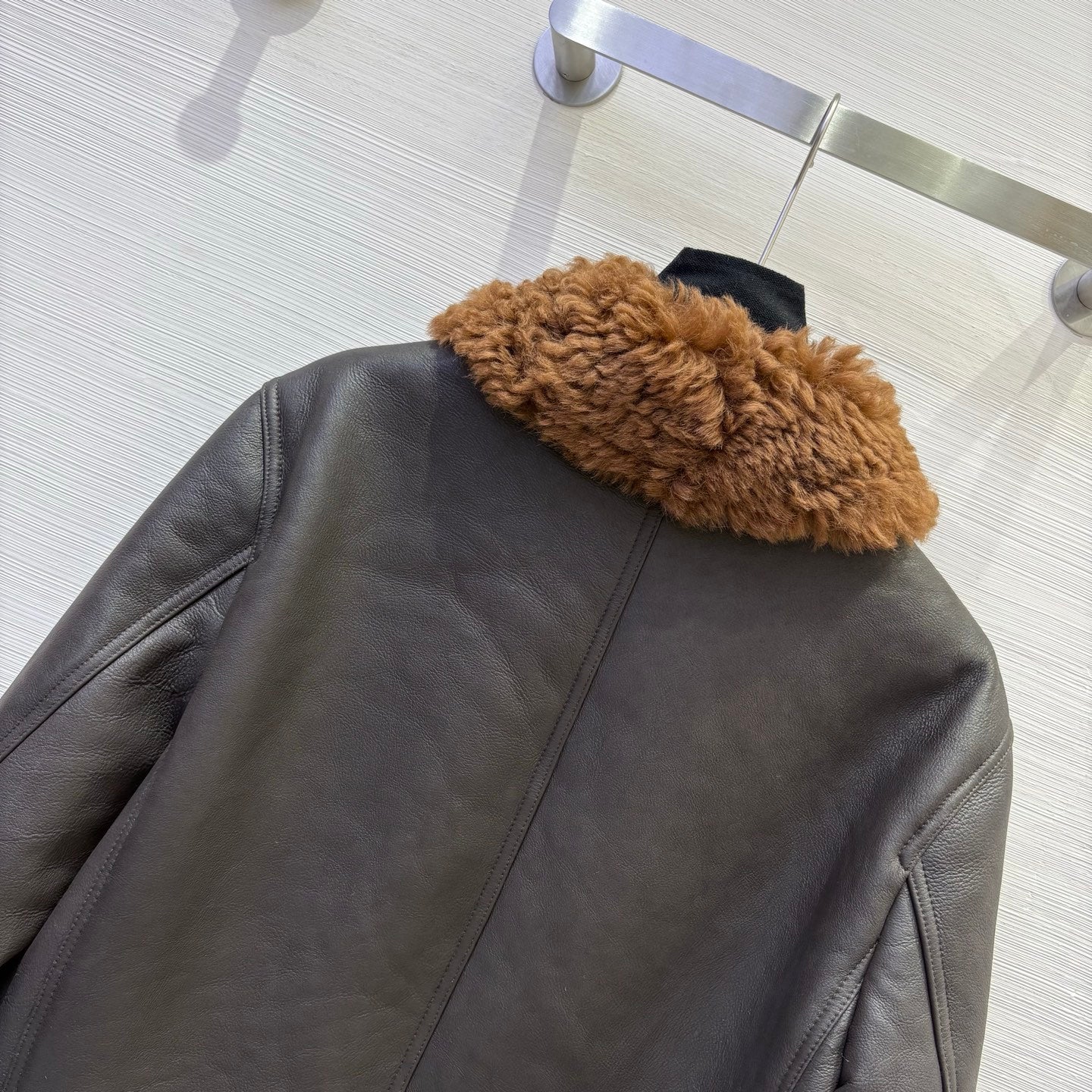 CD 25 Fur Leather Coat Black And Brown Earth