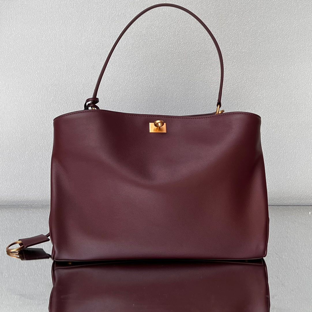 Balenciaga Medium Bag 35 Burgyndy Calfskin Gold Hardware