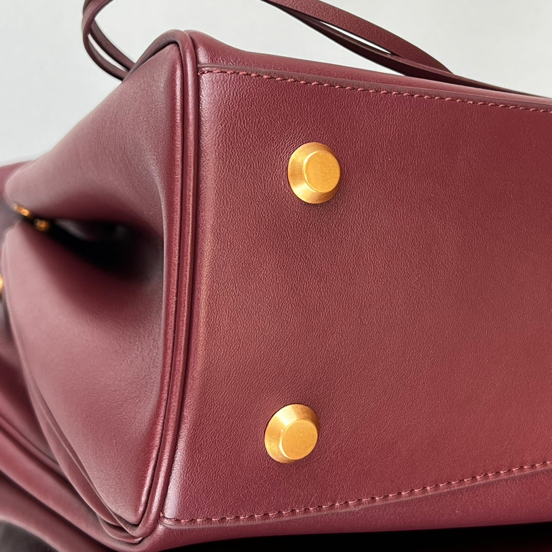Balenciaga Medium Bag 35 Burgyndy Calfskin Gold Hardware