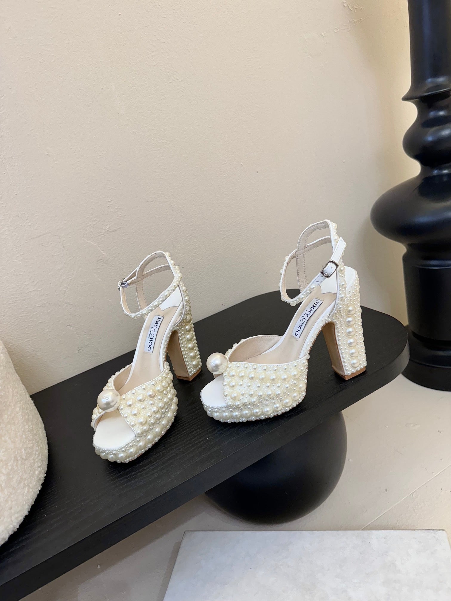 Jimmy Choo 2026 Sacaria 120mm Platform Sandal Pearl Shine White Cowhide