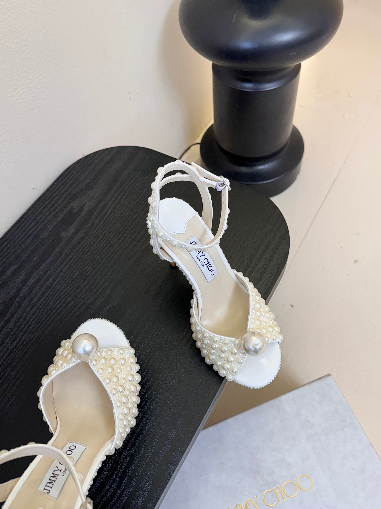 Jimmy Choo 2026 Sacora 100 Sandal Pearl Shine White Cowhide