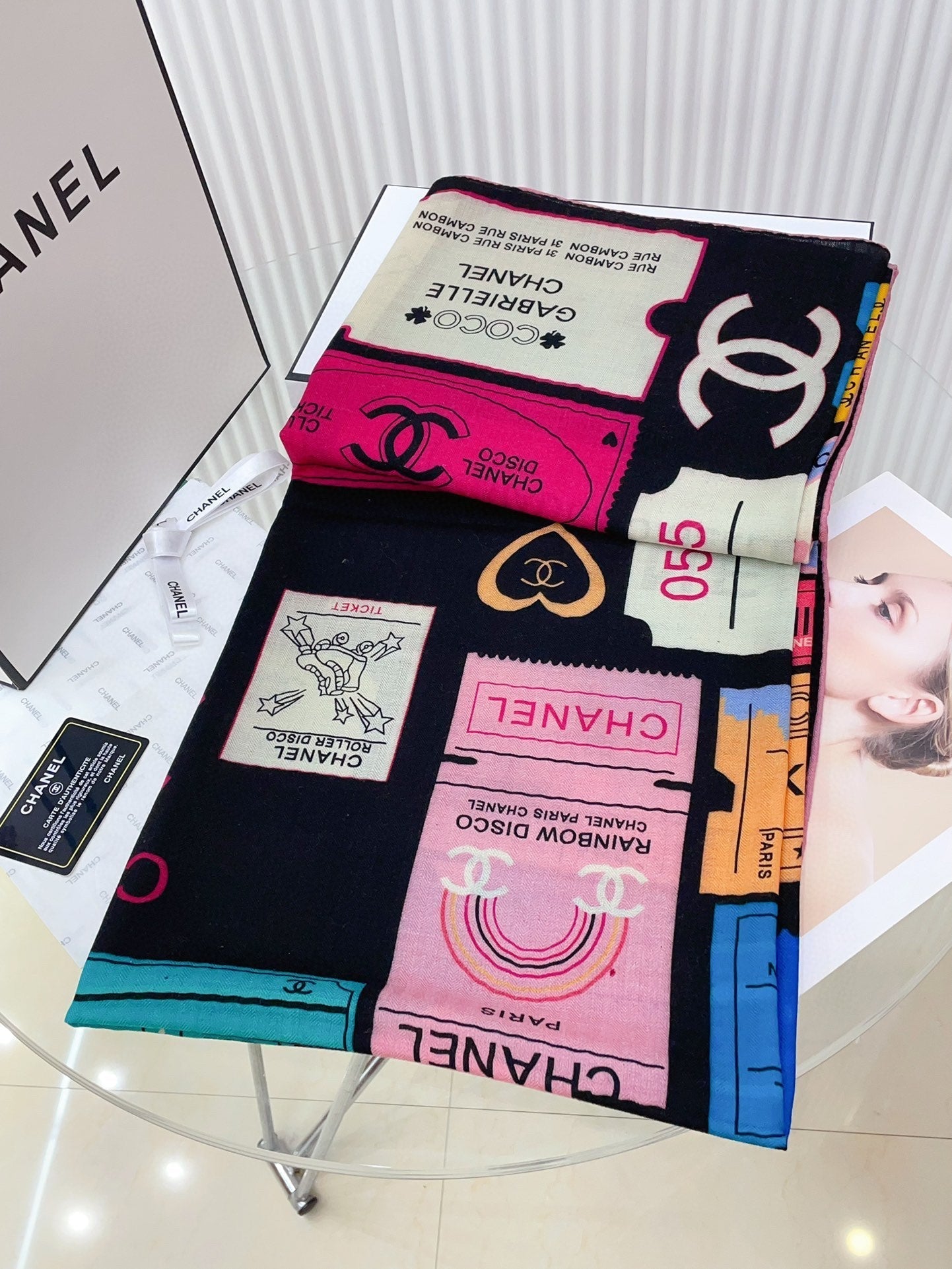 CC Square Scarf 140 CM In Multicolored Cashmere And Silk 350425