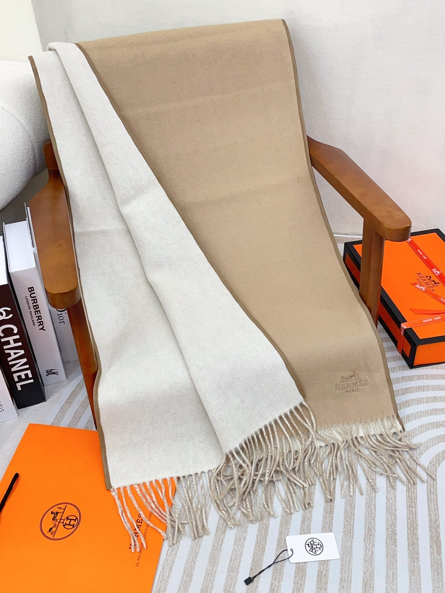 Scarf 200 CM In Beige Mix White Cashmere 403899