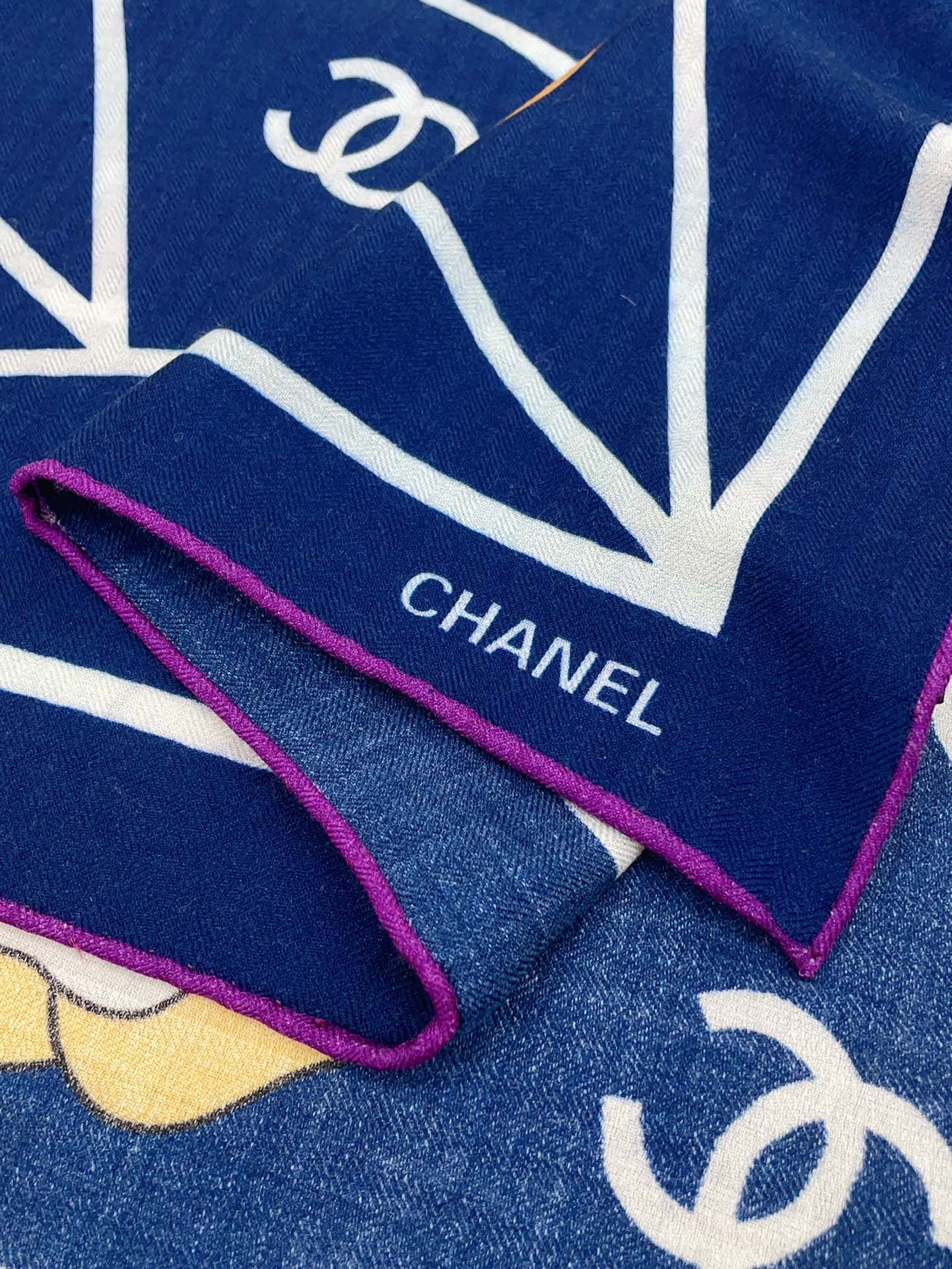 CC Square Scarf 140 CM In Dark Blue Colorful Cashmere Silk 418207