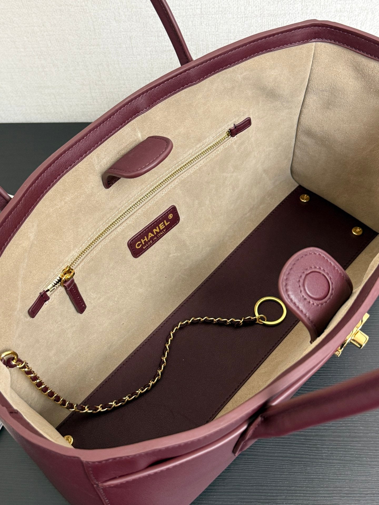 Chanel 2026 Shopping Bag 35cm Burgundy Calfskin