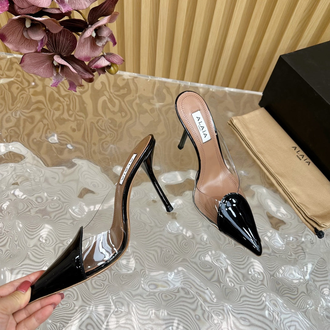 Alaila Mule 100mm In Black Lambskin  957217