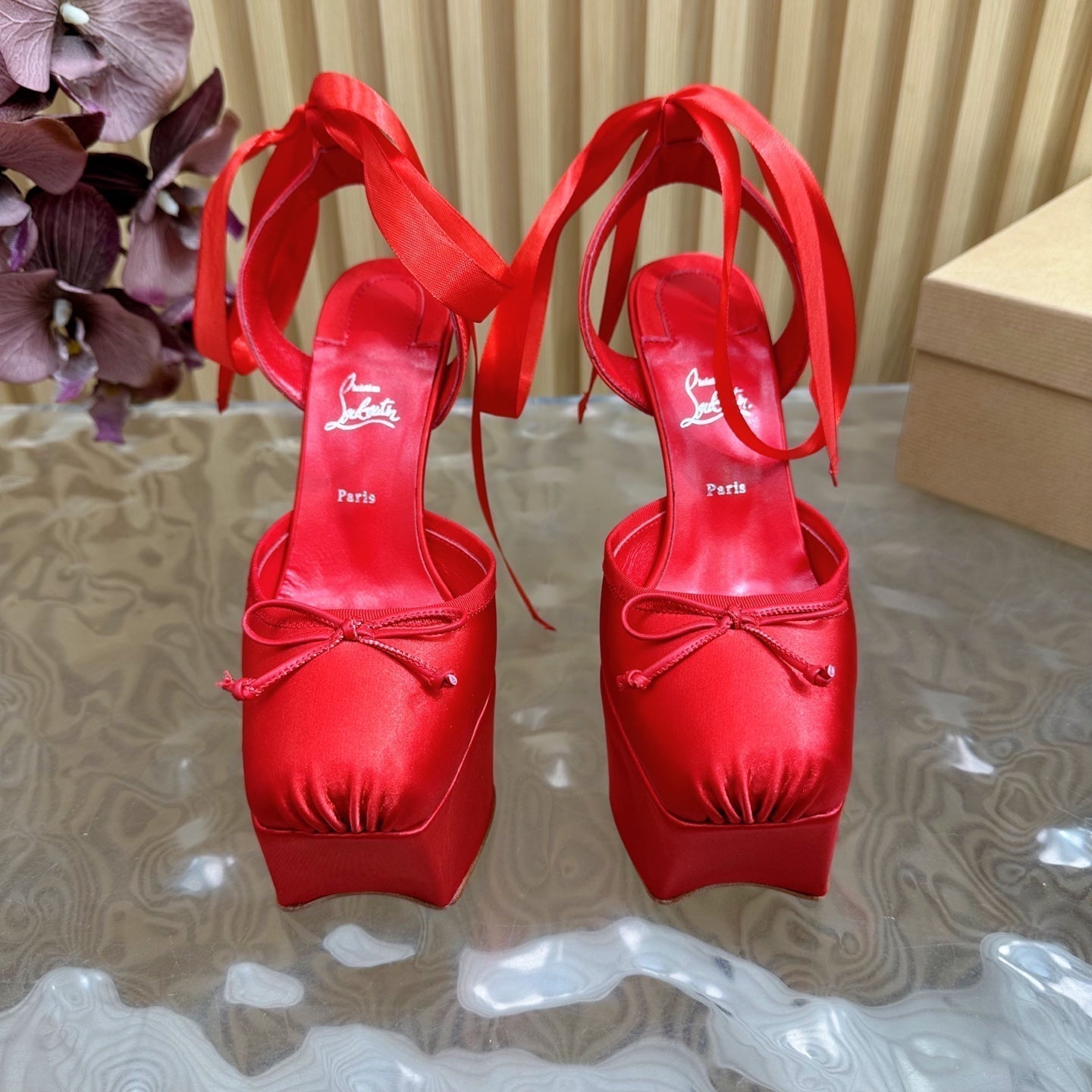 CL 25C Cassia Lace Up Alta 160mm Red Silk 221614