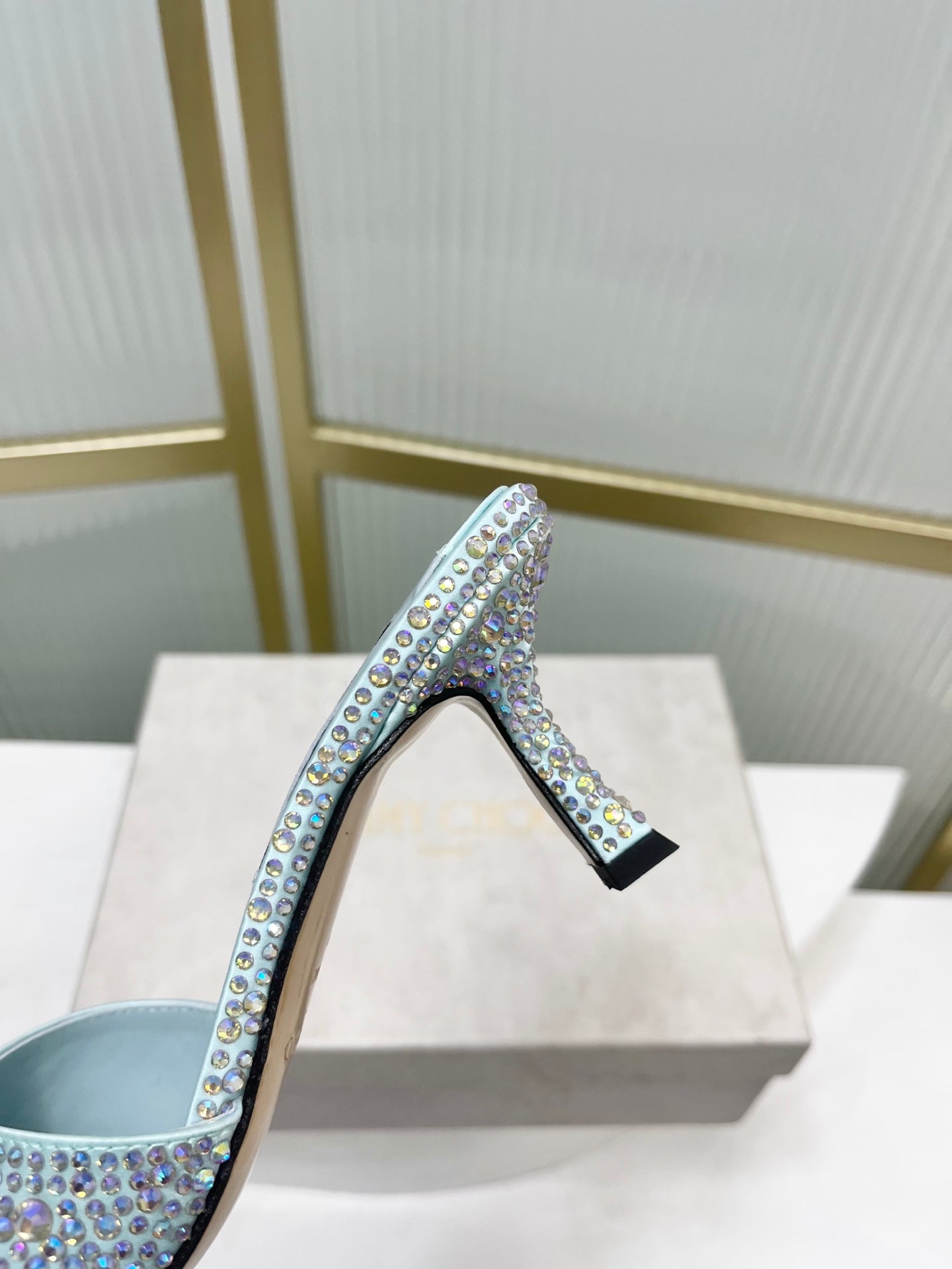 Jimmy 26s High-Heeled Slippers 65 Pastel Blue Diamond Sheepskin  605978