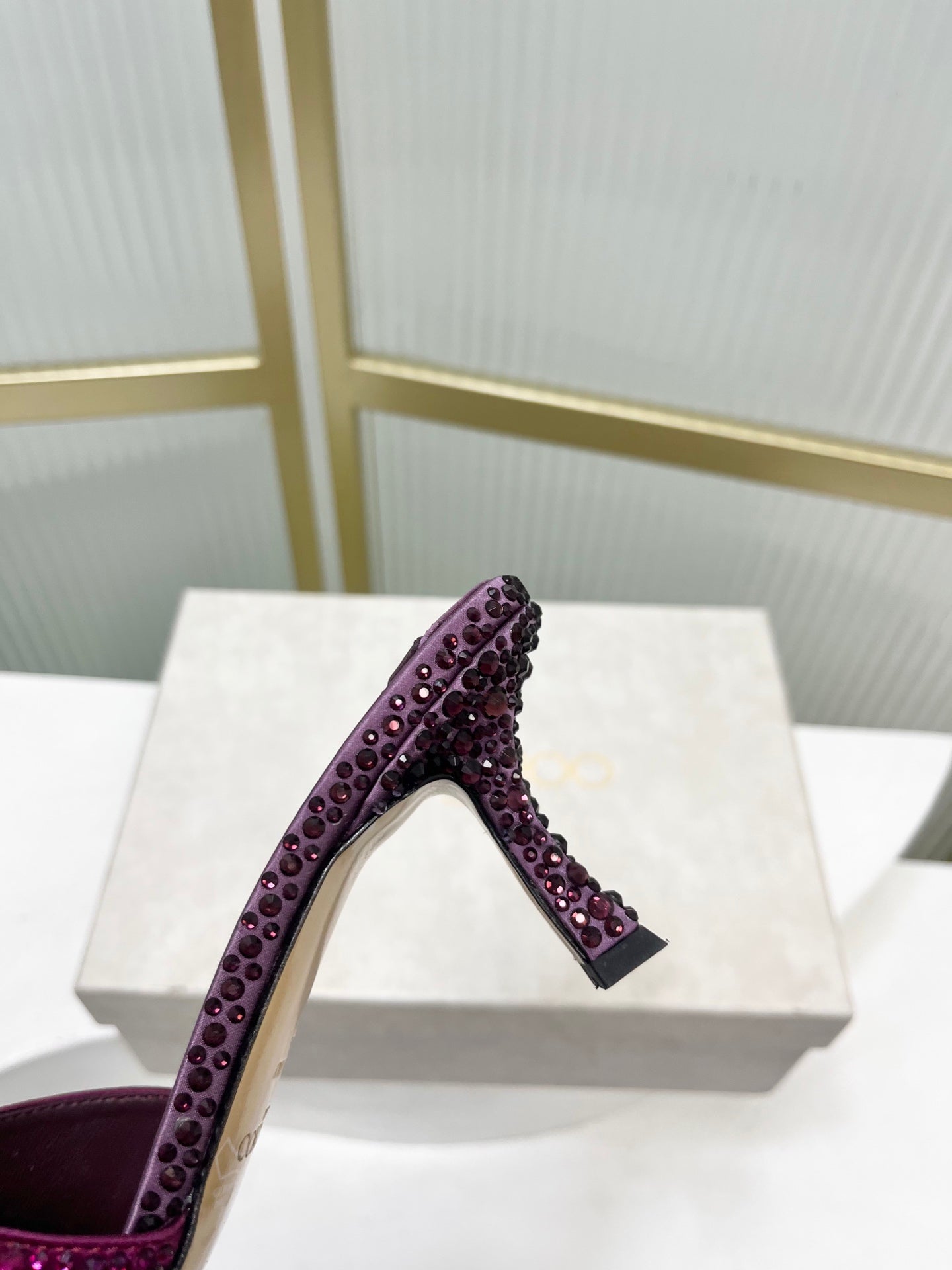 Jimmy 26s High-Heeled Slippers 65 Purple Diamond Sheepskin  605979