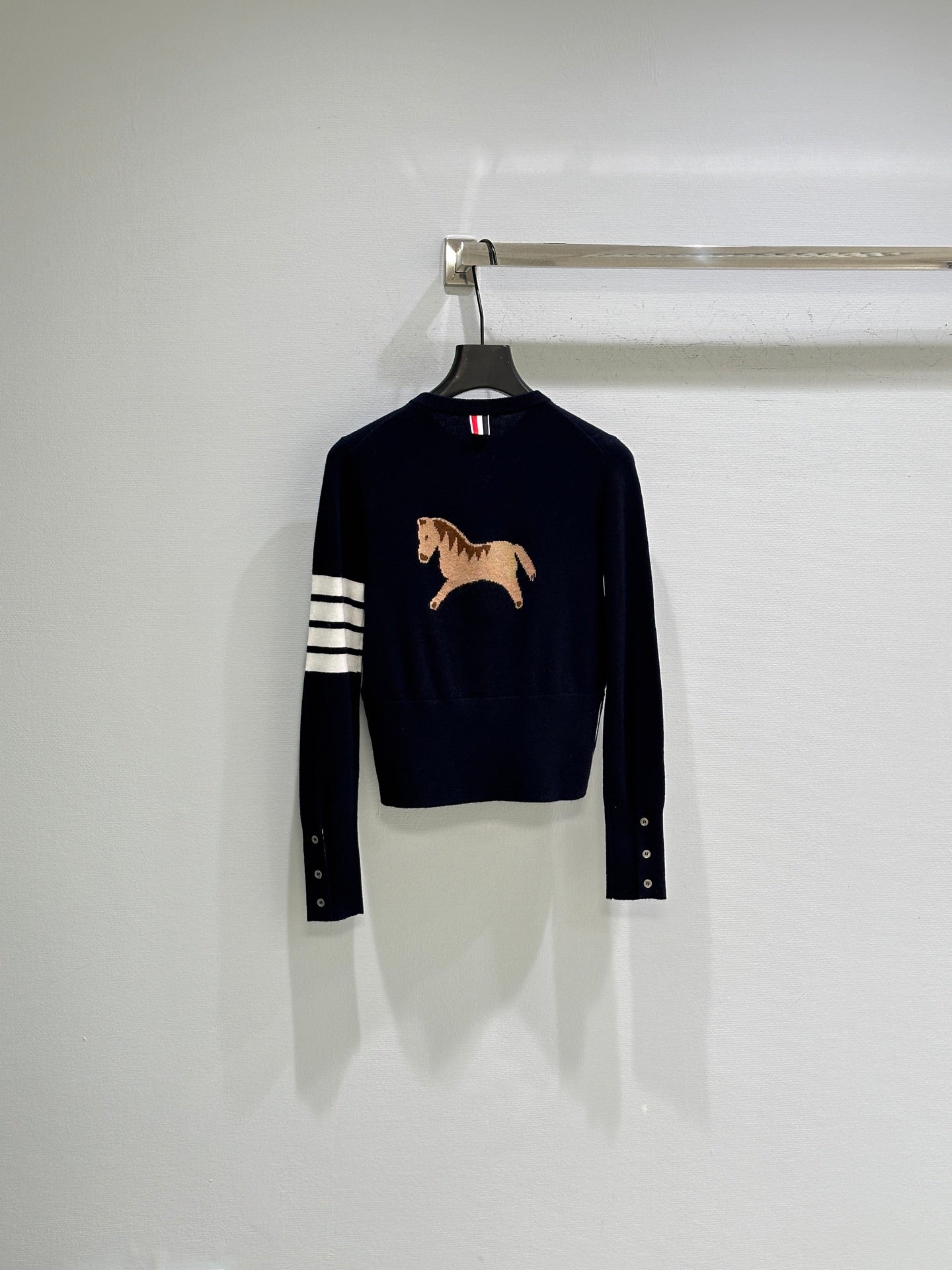 Miumiu 2026 Horse Cardigan Navy Blue Wool
