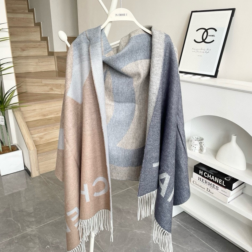 CC Scarf 200 CM In Beige Mix Grey Cashmere 405496