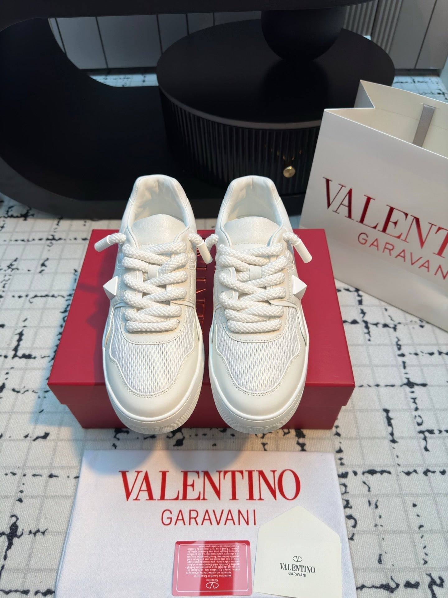 One Stud Xl Trainer In White Nappa Leather And Mesh Fabric 824990