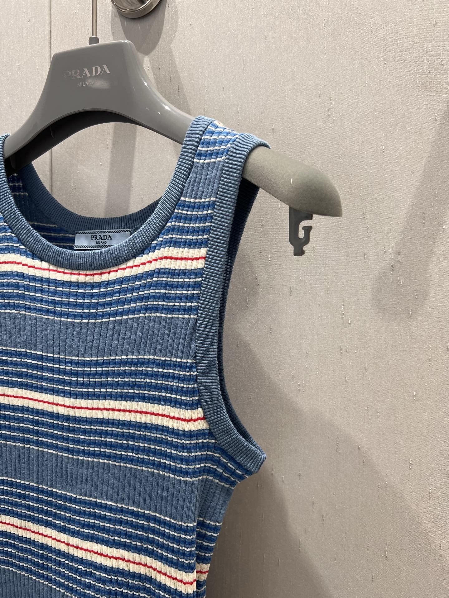 Prada 25 Sleeveless Knitted Vest Blue Cotton Poliamide 217852