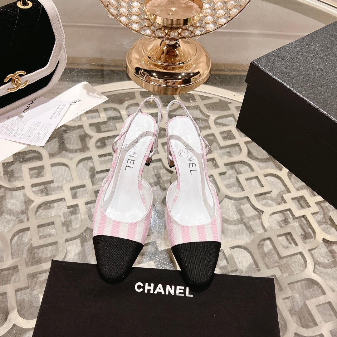 CC HIGH SLINGBACK IN WHITE MIX LIGHT PINK FABRIC