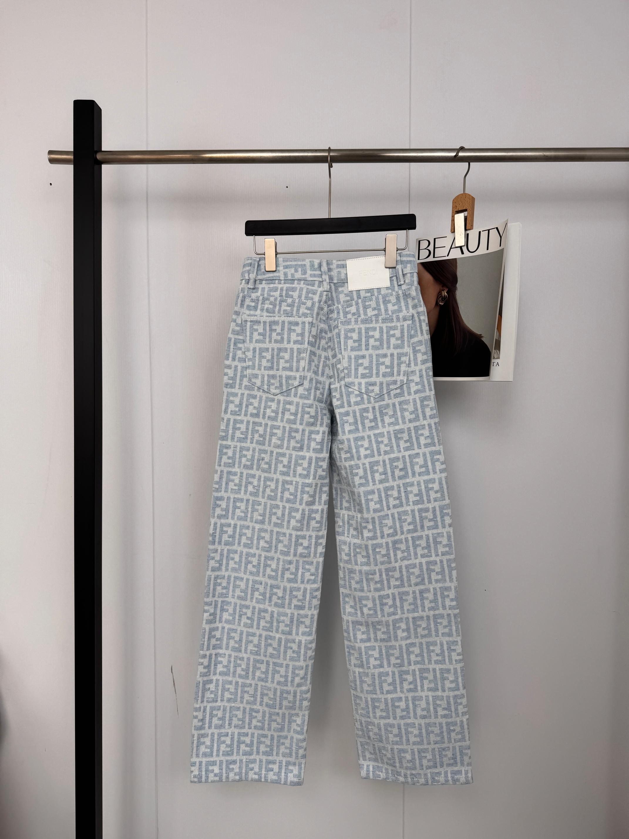 FF Light Blue Monogram Denim Jean