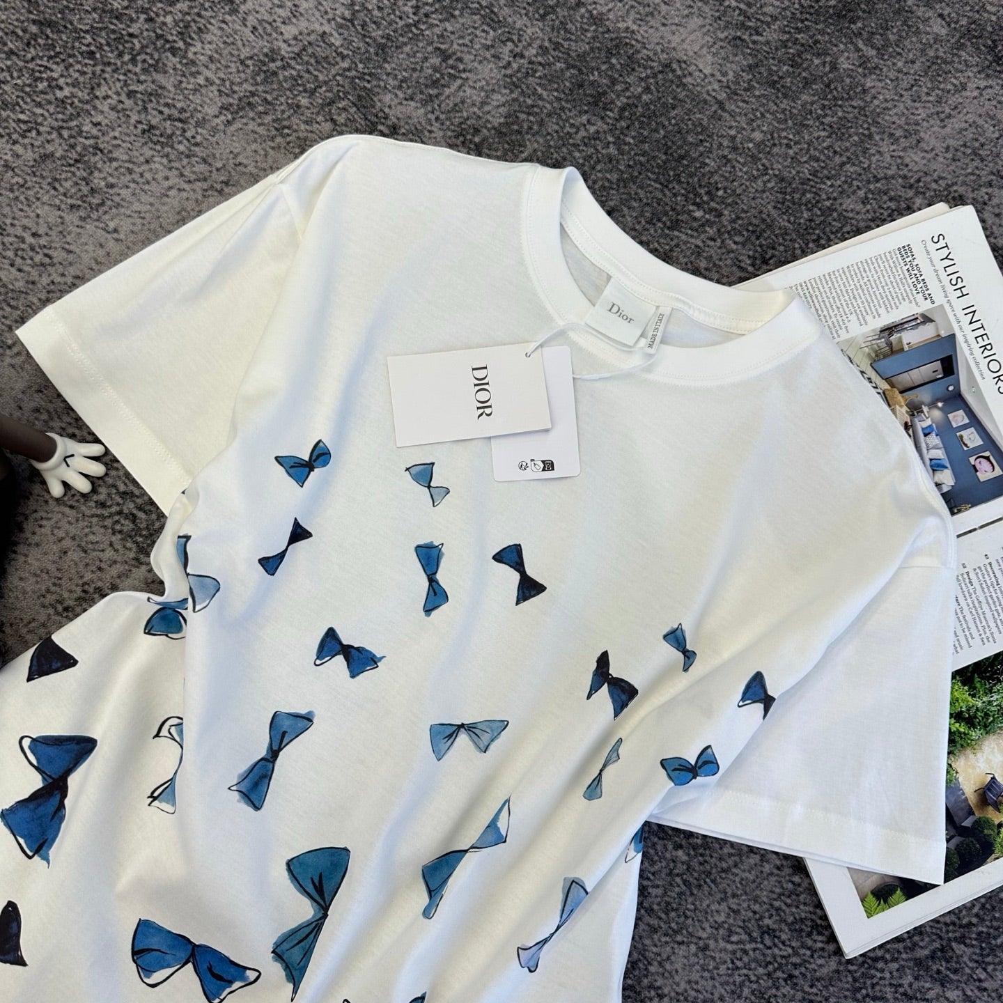 Dior 2026 Blue Bow Short-Sleeve T-Shirt Cotton 374773