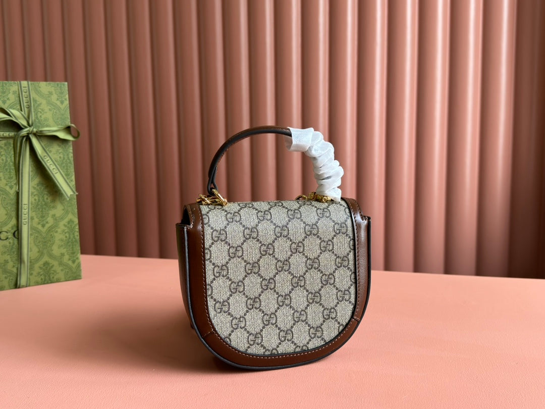 Gucci Horsebit Bag Ebony Mix Brown Leather 239810