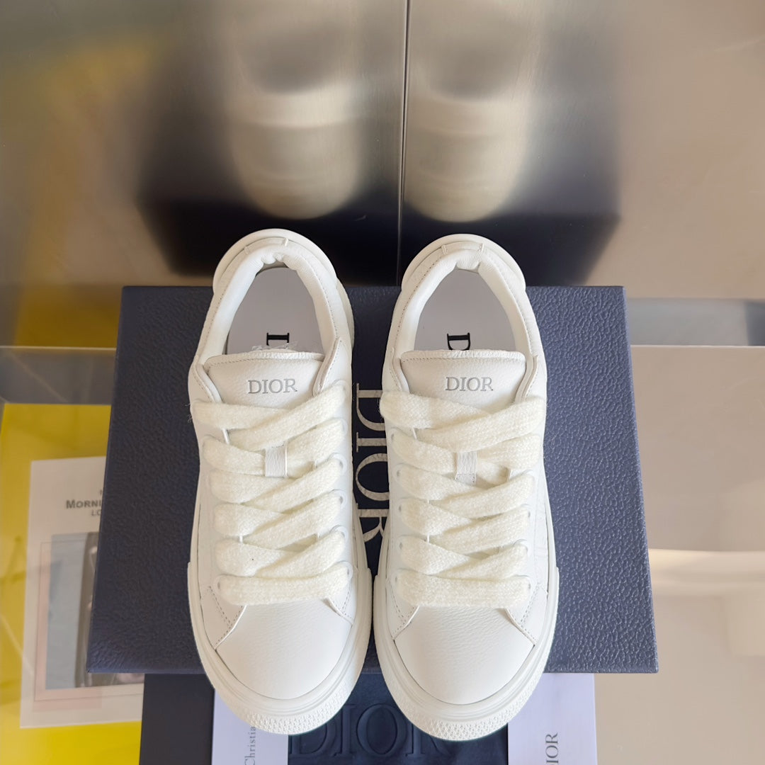 CD B33 Sneaker 40mm White Monogram Cowhide