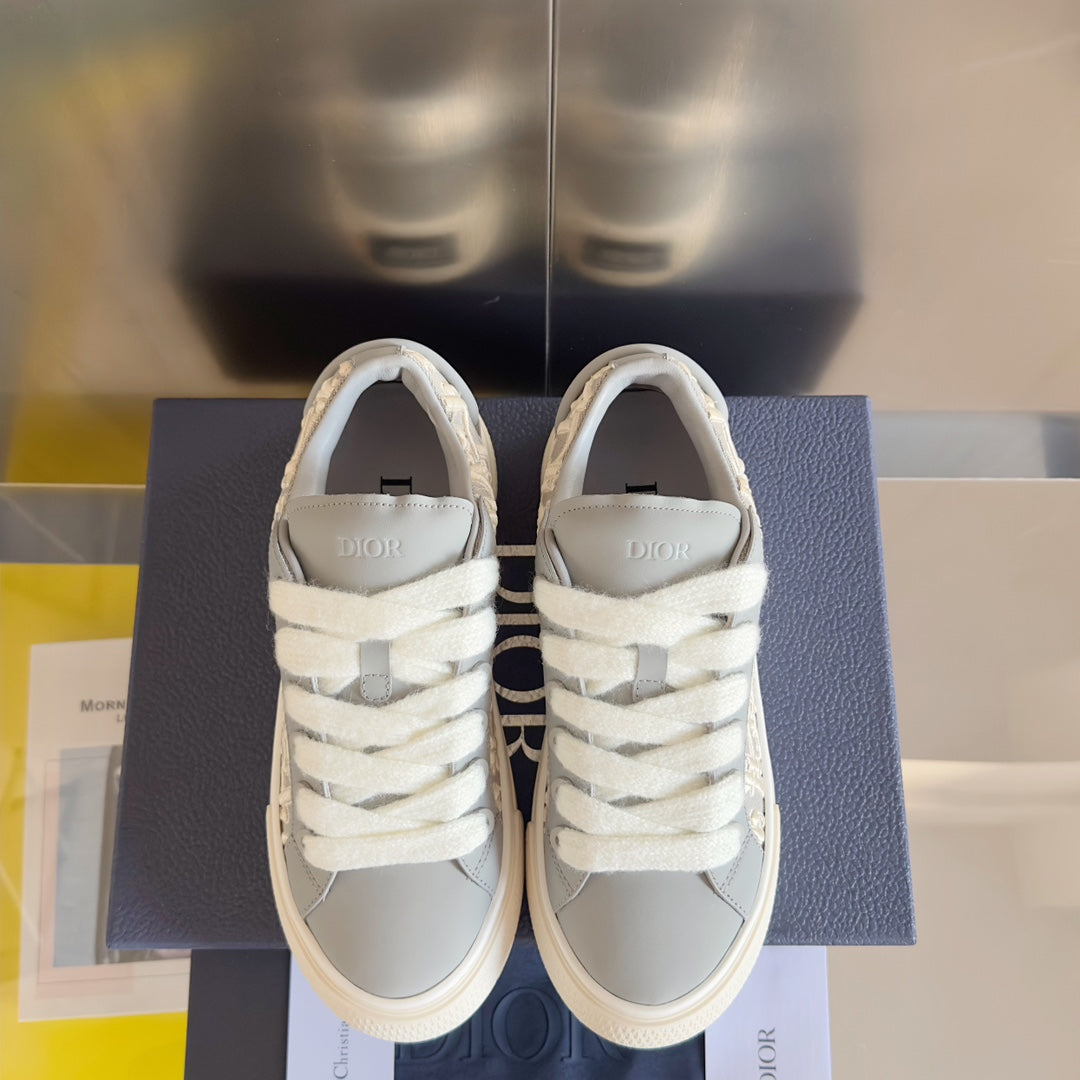 CD B33 Sneaker - Limited And Numbered Edition 40mm Grey Oblique Jacquard And Cowhide