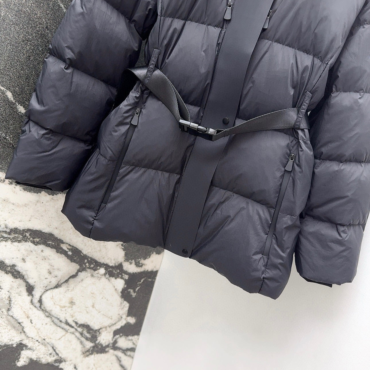 Burberry 25 Stand Collar Hooded Down Jacket Black Polyester