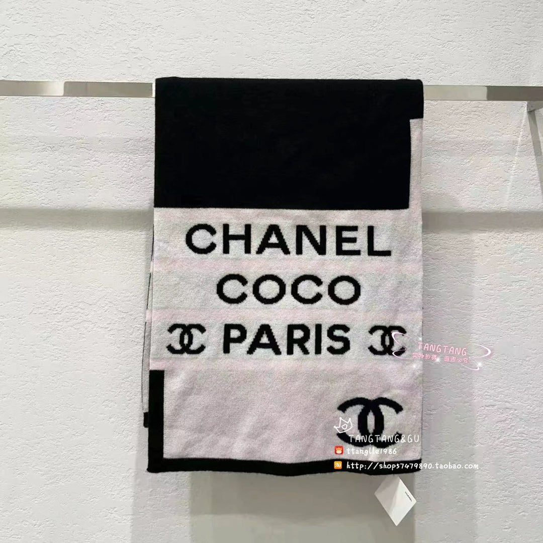 CC Scarf 180 CM In Black Mix White Cashmere 383979