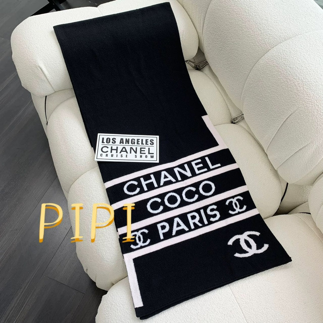 CC Scarf 180 CM In Black Mix White Cashmere 383979