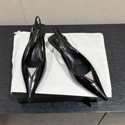 SL CHERISH CRYSTAL SLINGBACK BLACK CALFSKIN
