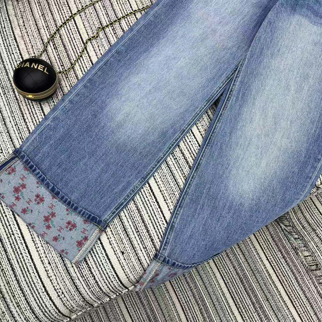 Chanel 2026 Jean With Floral Embroidered Pattern Blue Cotton 358658