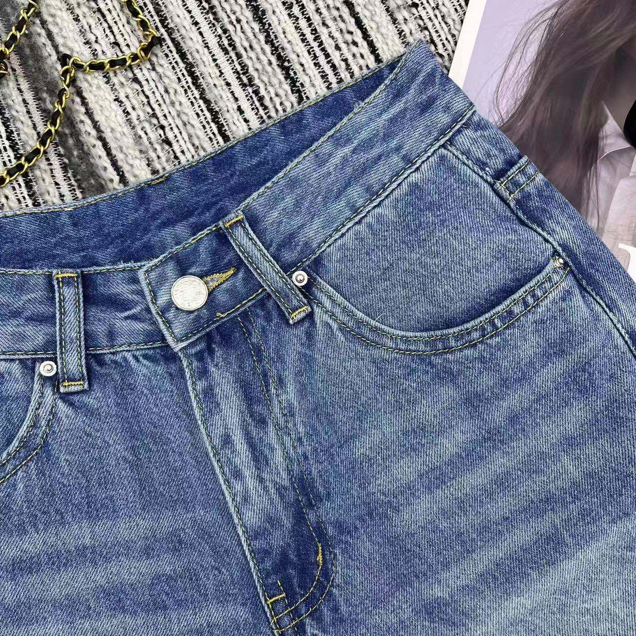 Chanel 2026 Short With Floral Embroidered Pattern Blue Cotton 358656