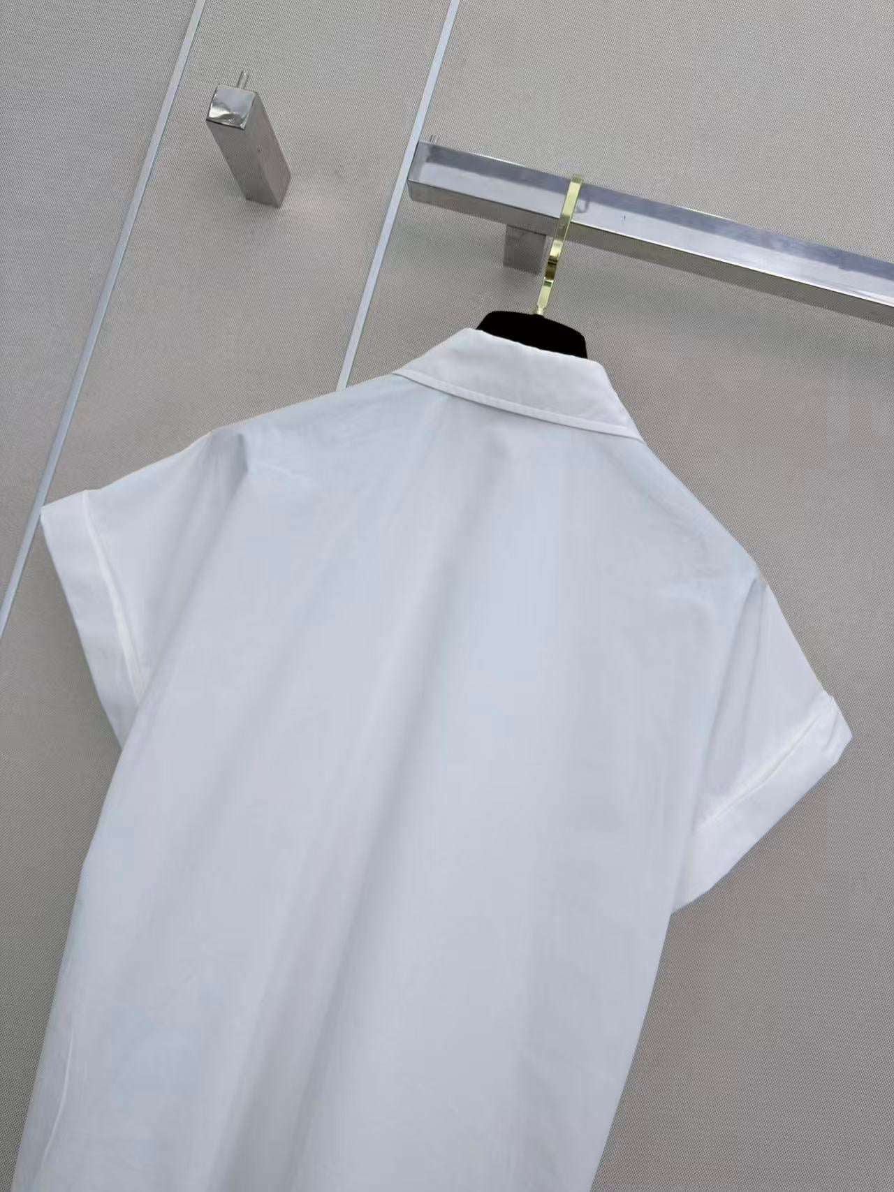 Chanel 2026 Short-sleeved Shirt With Double C Embroidery White Cotton 375211