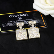 CC Perfume Bottle Gold Diamond Earrings