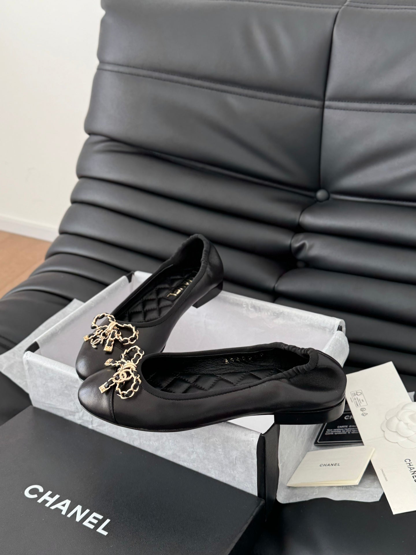 CC Ballet Flats In Black Lambskin 143528