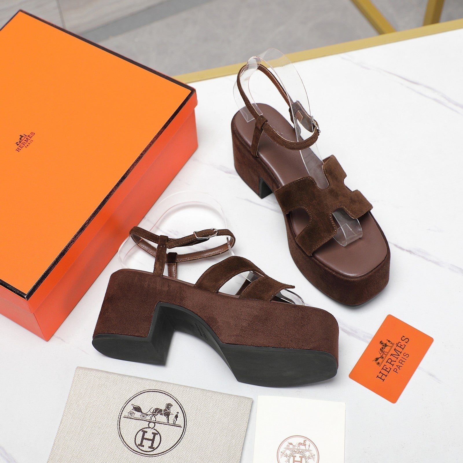 HM Jam 70 sandal In Chocolate Suede 120317