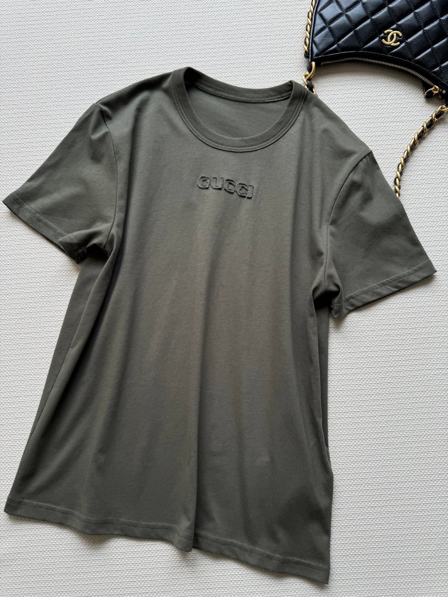 Gucci 2025 Embroidered Jersey T-shirt Dark Green Cotton