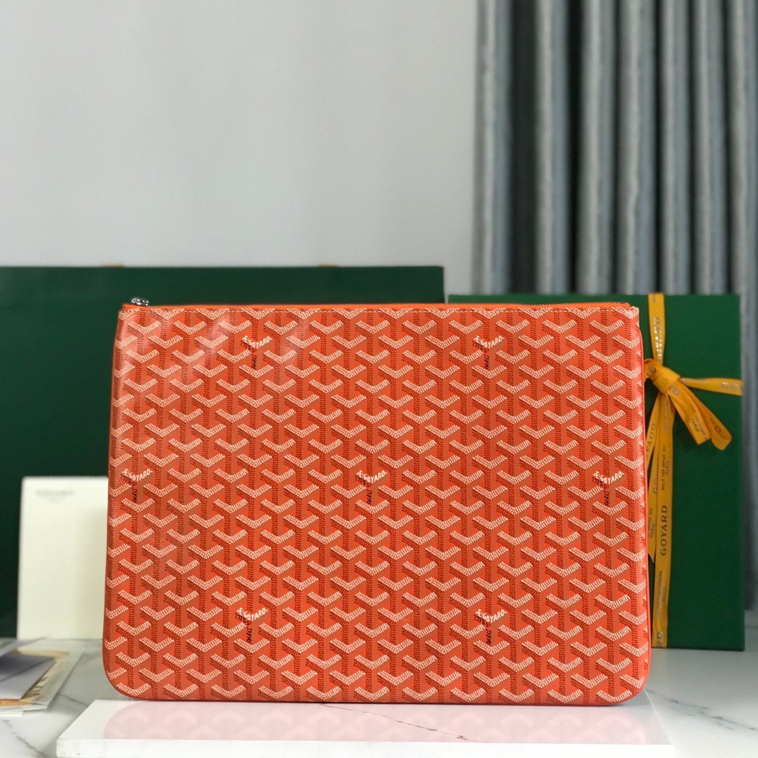 SÃ‰NAT MGM POUCH 40 IN RED ORANGE GOYARDINE CANVAS