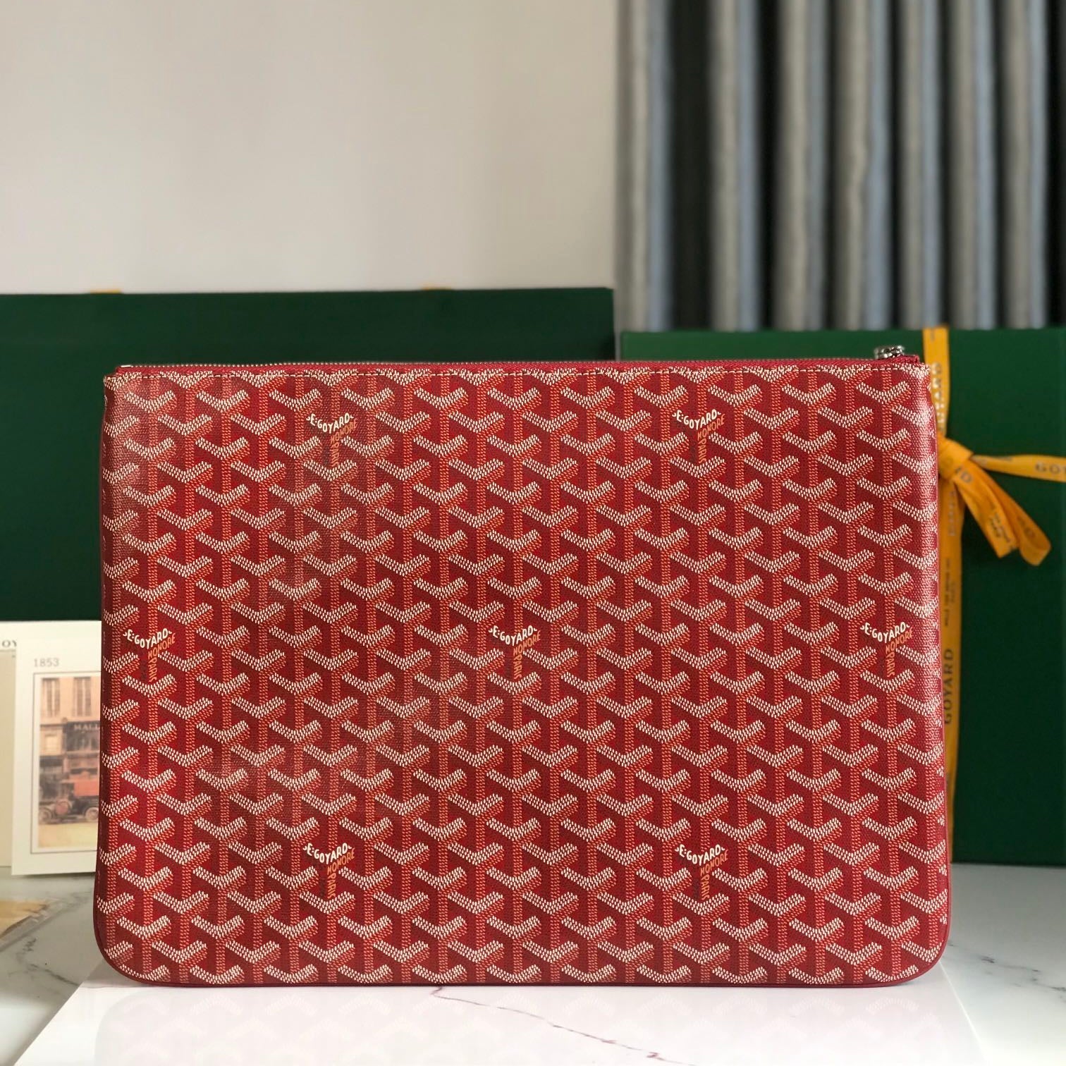 SÃ‰NAT MGM POUCH 40 IN MONZA RED GOYARDINE CANVAS