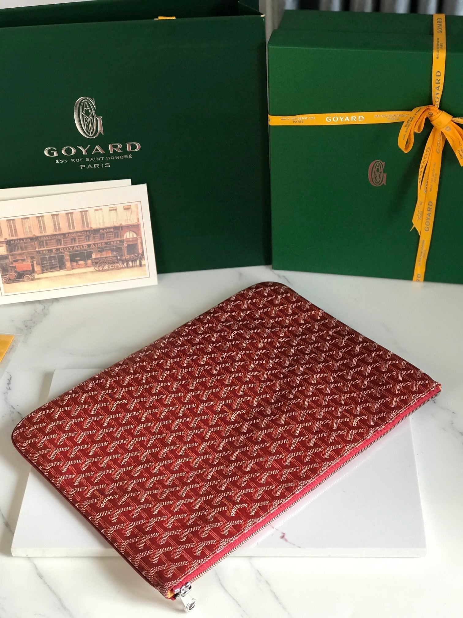 SÃ‰NAT MGM POUCH 40 IN MONZA RED GOYARDINE CANVAS