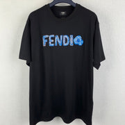 Fendi 2026 Men's Short-Sleeve T-Shirt Black Blue Cotton 735330
