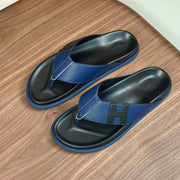 HM Men's Thong Sandals Blue Cowhide 684843