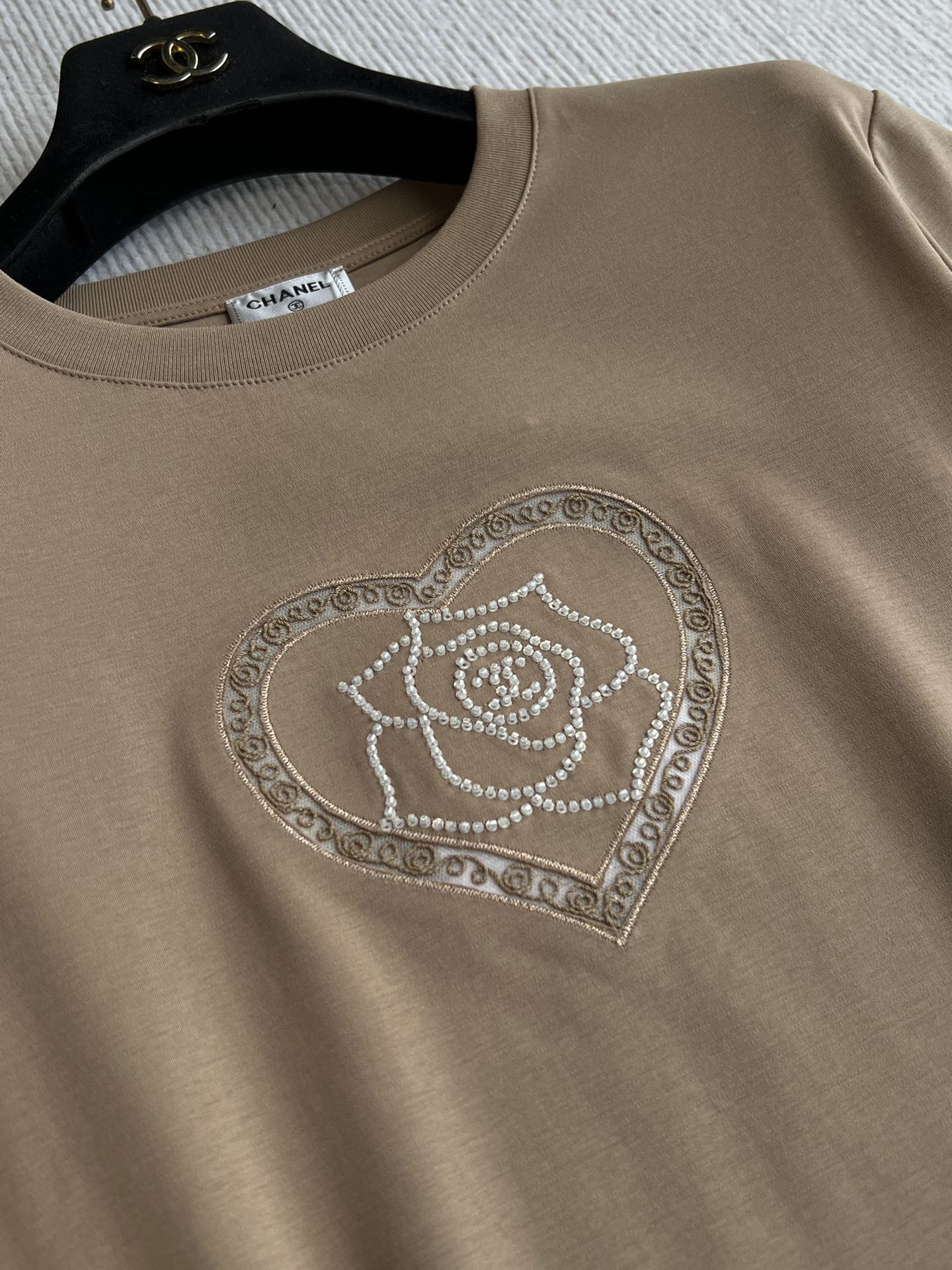 CC 25 Embroidered Beaded Short Sleeve Top Cotton