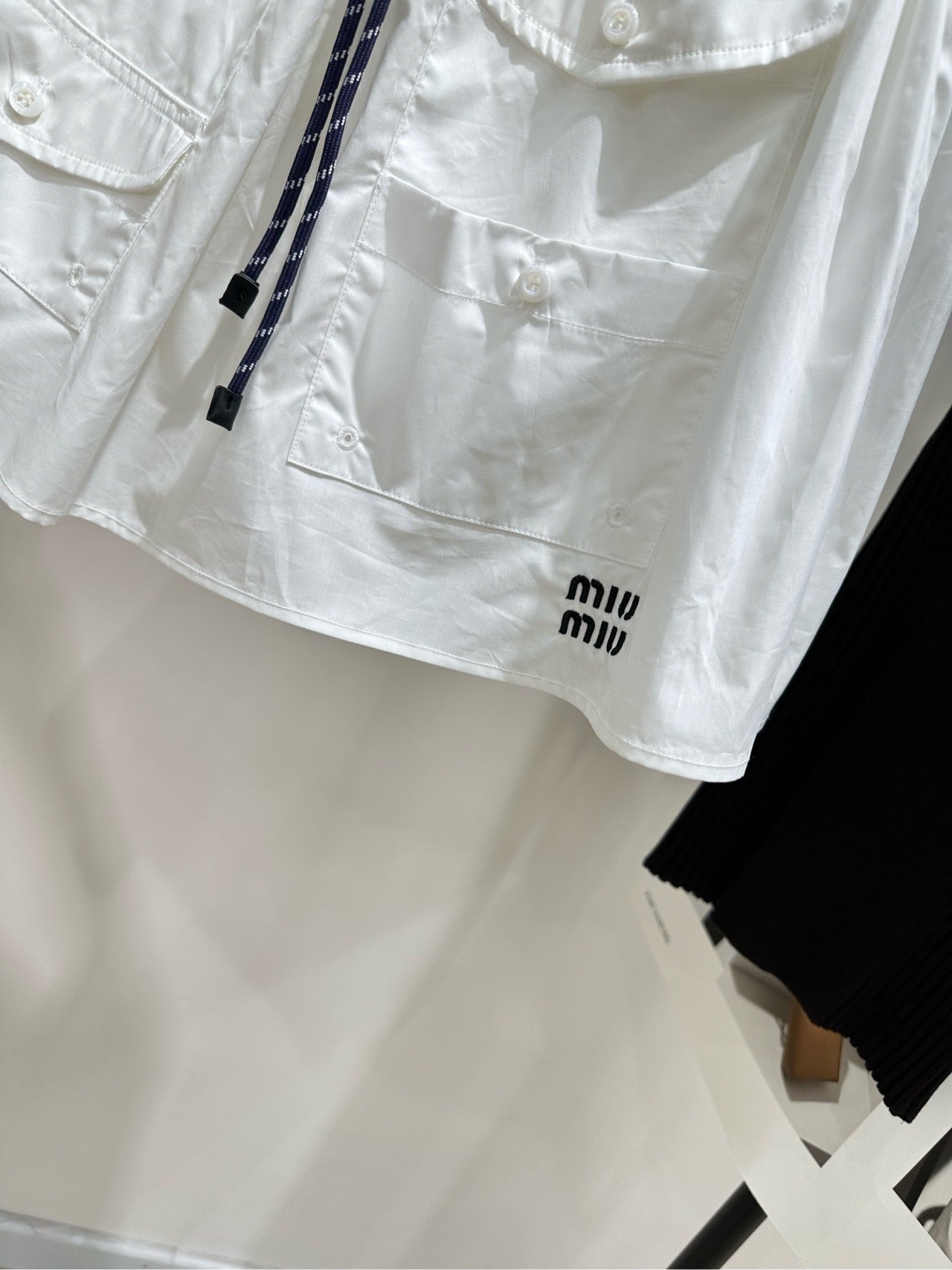 Miumiu 2026 Drawstring Casual Workwear Skirt White Cotton 359056