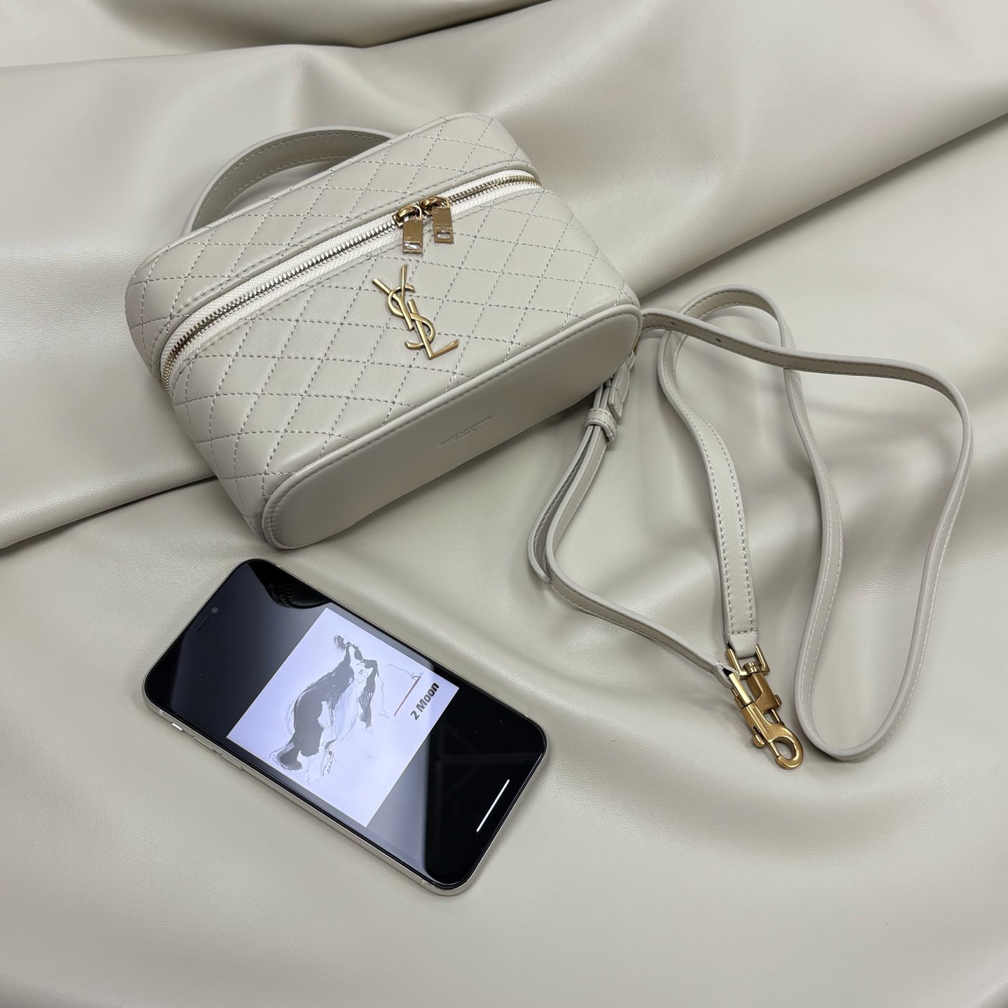 YSL Gaby Vanity Bag 18 Light Beige Quilted Calfskin