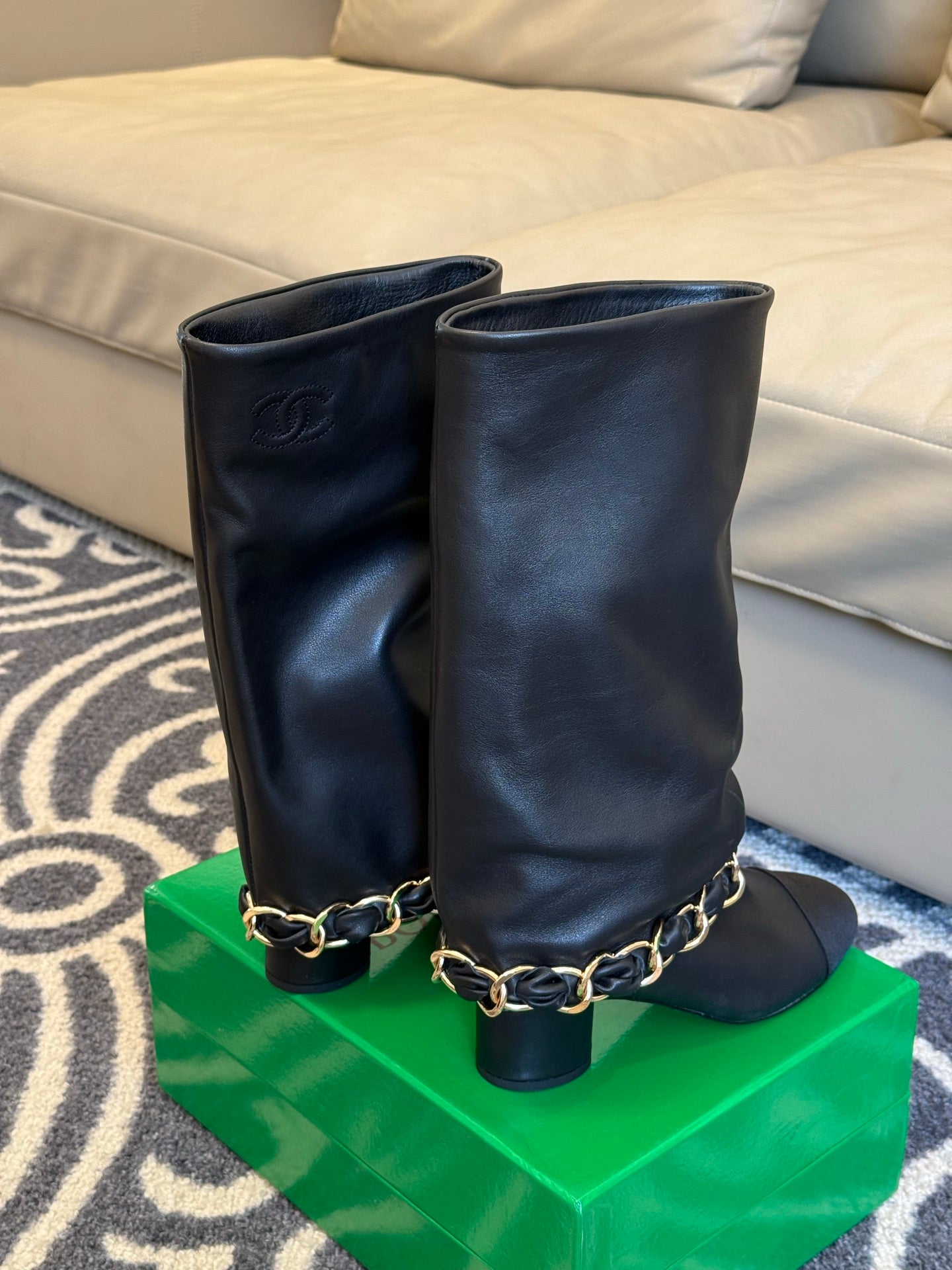 CC 25 High Boot Black Calfskin 409134