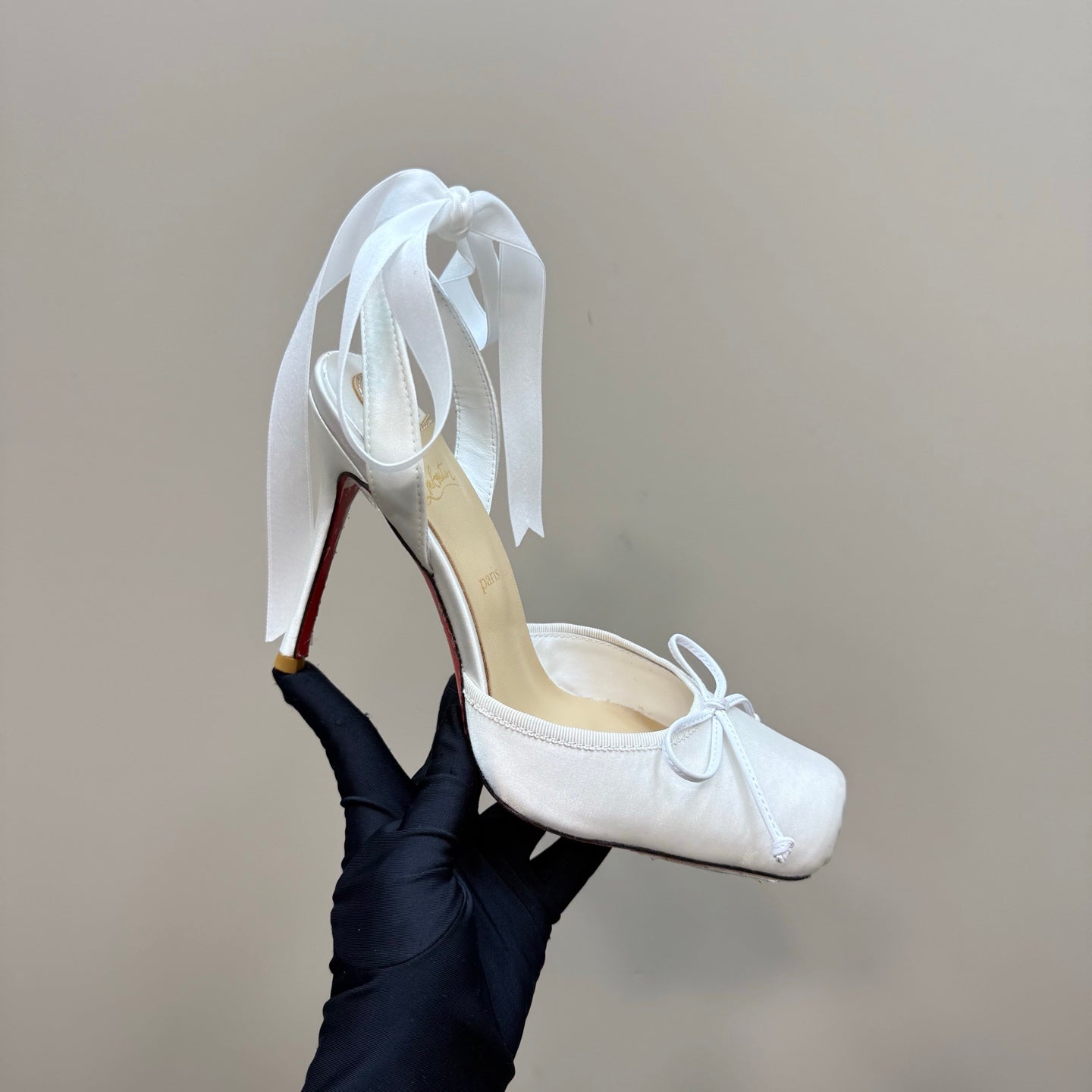 CL 25C Cassia Lace Up 100mm White Silk 215857