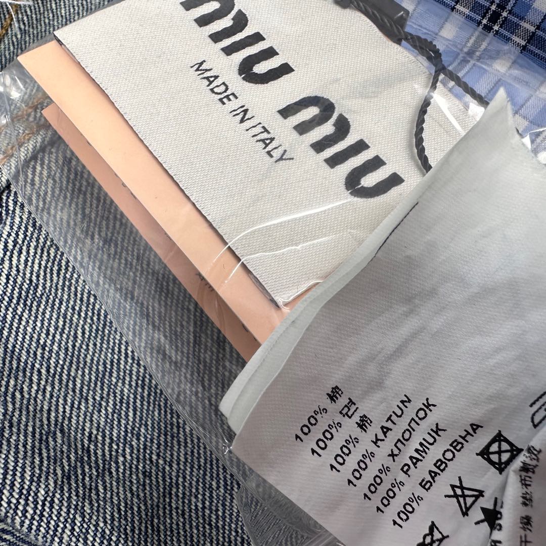 Miu Blue Washed Denim Blouson Jacket