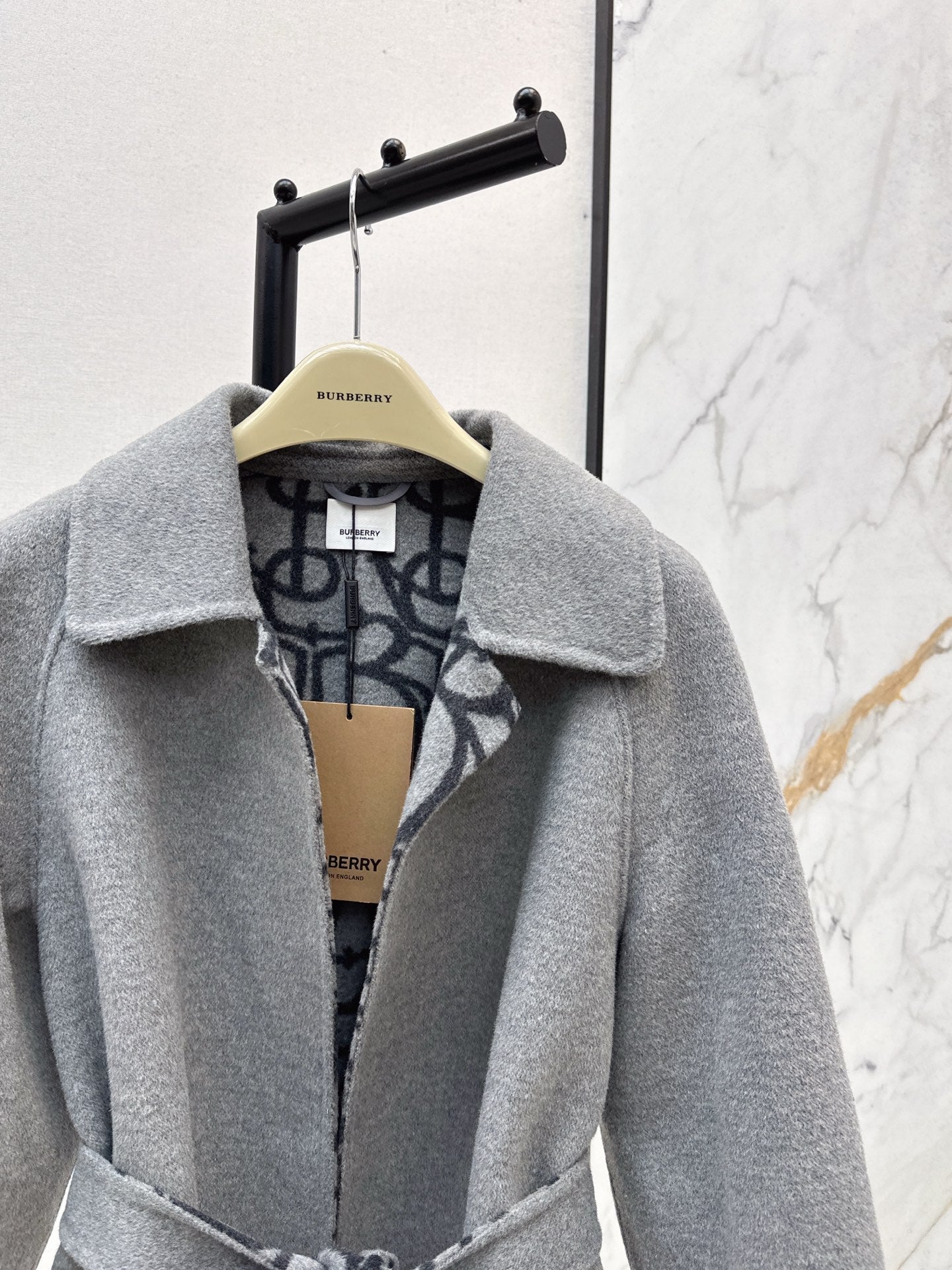Burberry 25 Long Coat Gray Wool