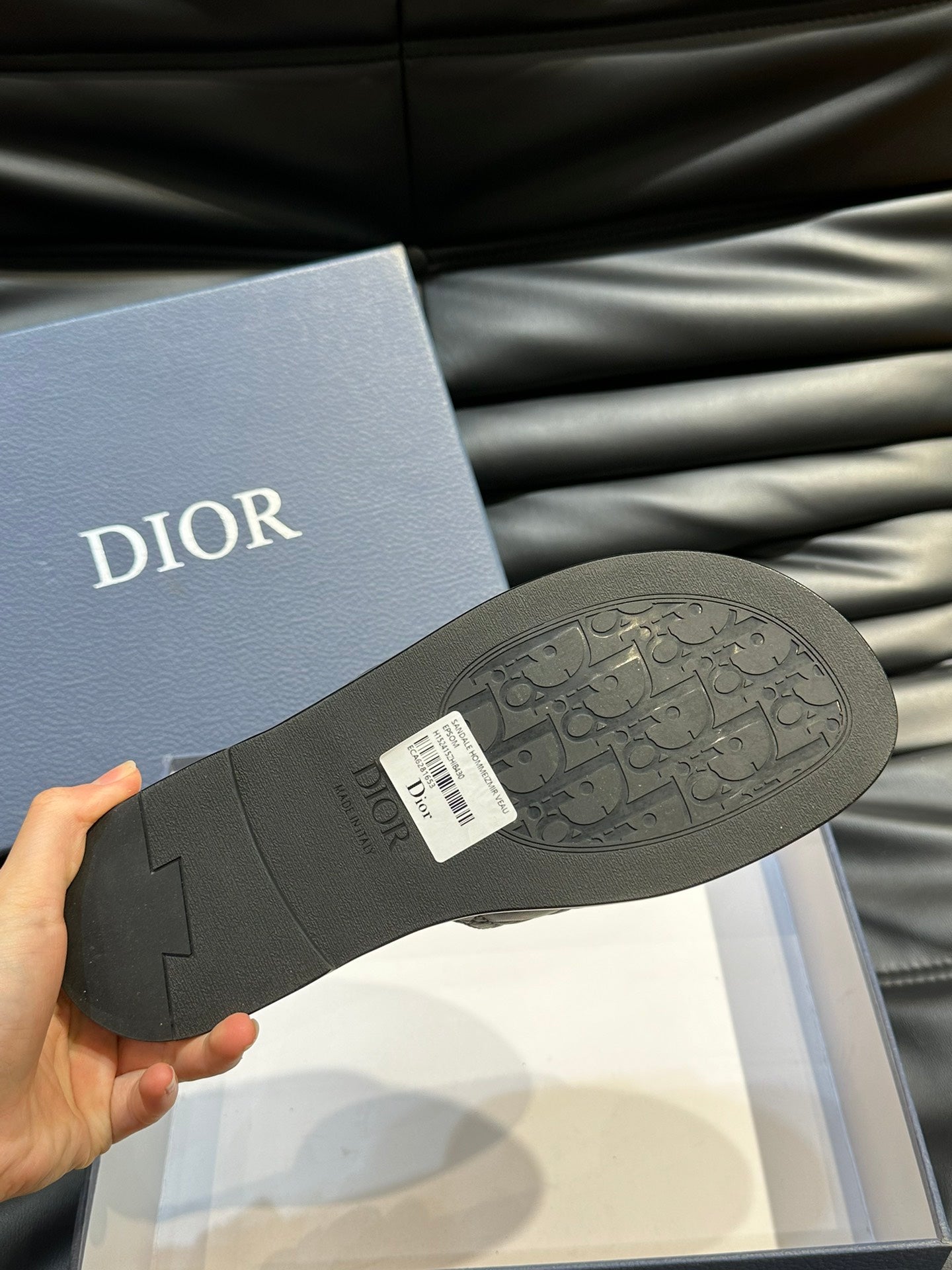 CD ALIAS SUMMER SLIPPER BLACK EMBOSSED CALFSKIN