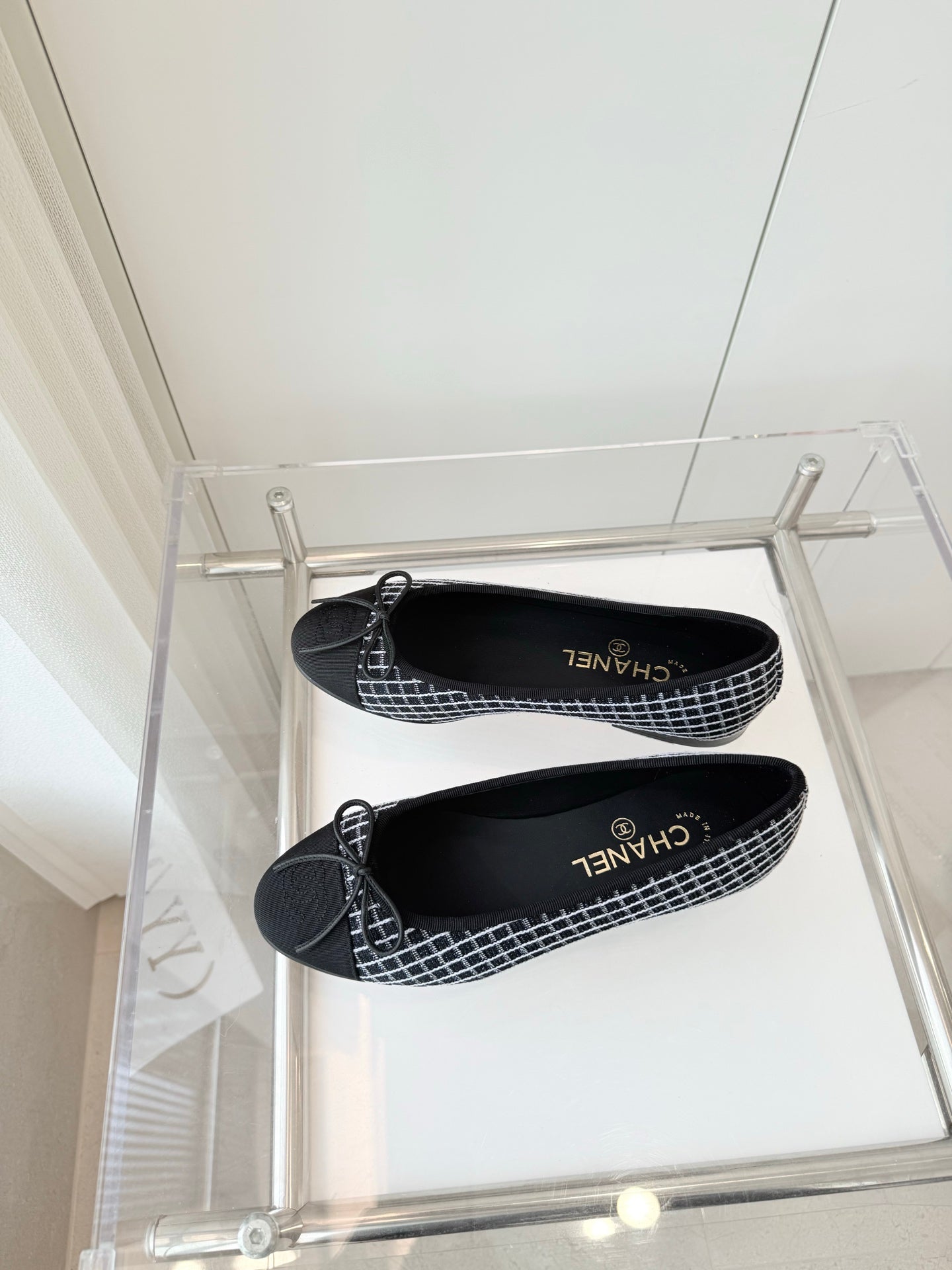 CC Ballet Flat Black mix White Fabric 238772