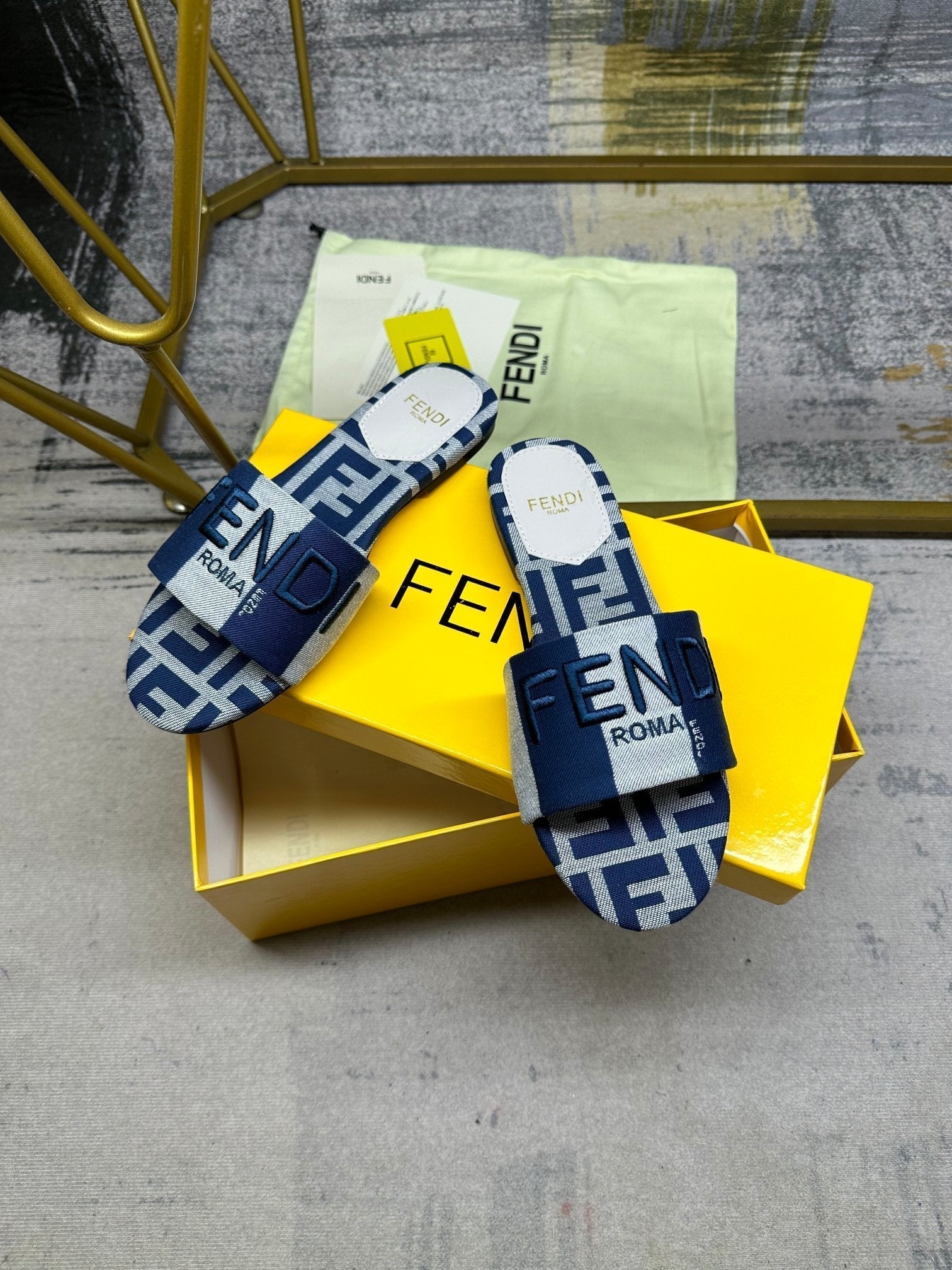FF 5 Dark Blue Grey Canvas Slide