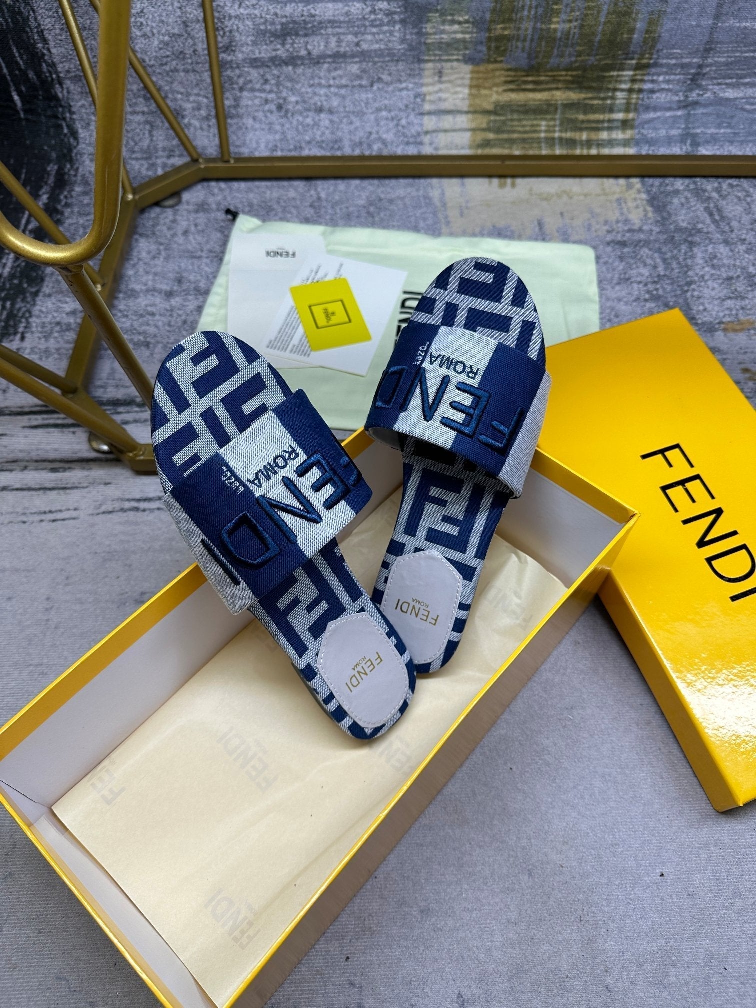 FF 5 Dark Blue Grey Canvas Slide